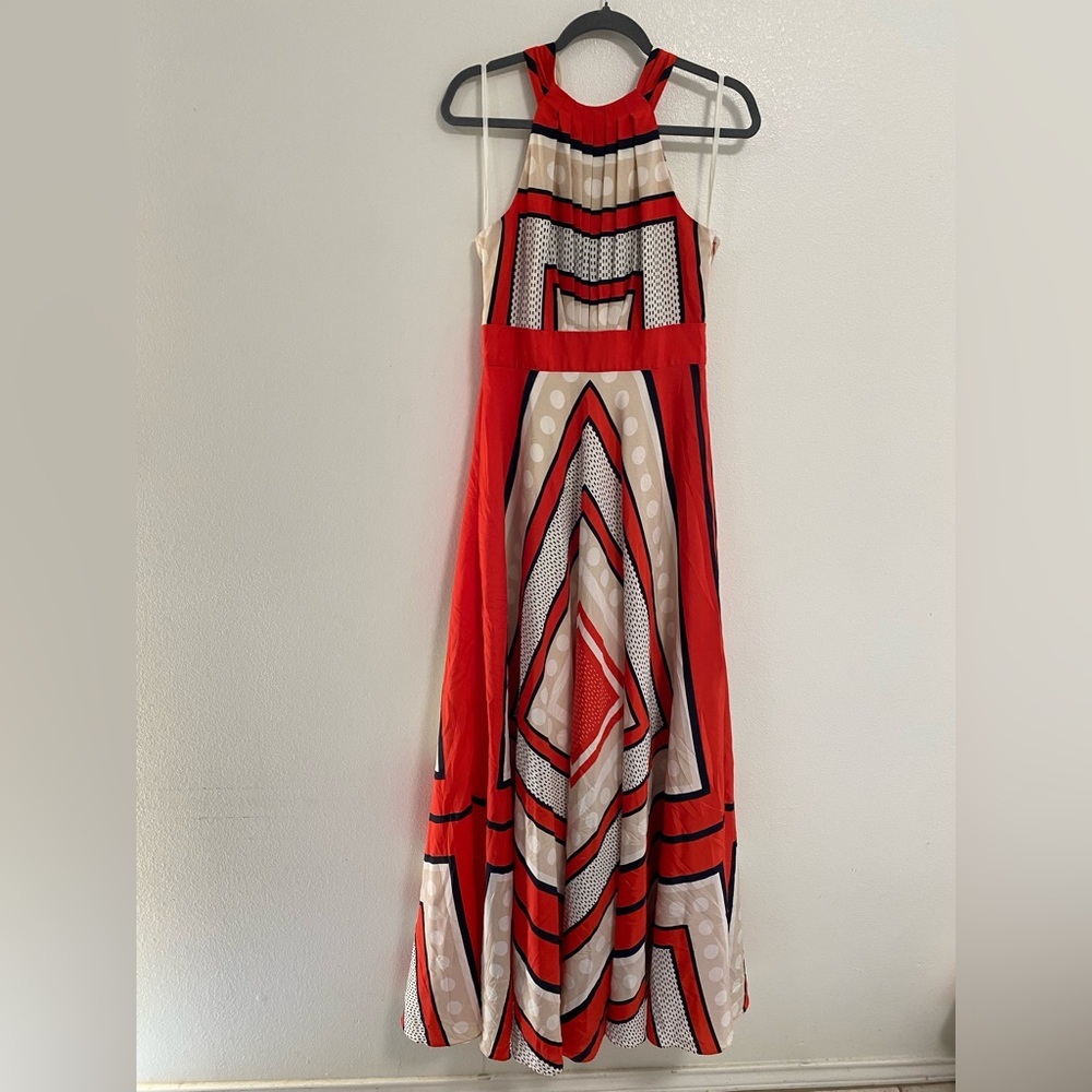 Eliza J Dress Women’s Size 6  Scarf Print Crêpe de Chine Fit & Flare Maxi Dress